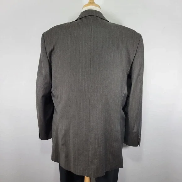 Michael Kors Men's Sport‎ Coat Blazer Two Button Olive Brown Striped Wool Sz 48L